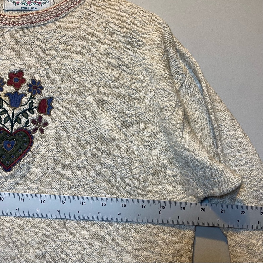 Vintage Cottagecore Pullover Women’s Large Chelsea Garden Floral Knit Sweater - Picture 8 of 10